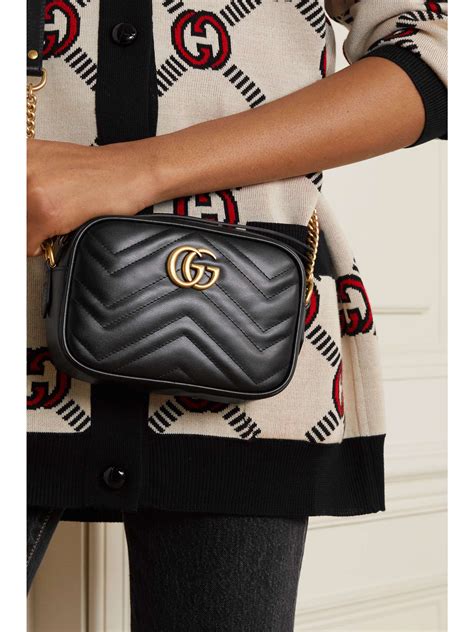 gucci marmont small camera bag black|Gucci quilted zip camera bag.